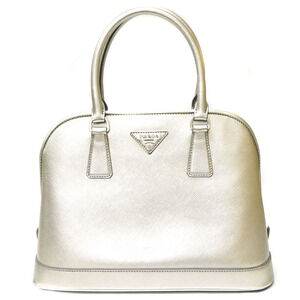 Prada handbag shoulder bag leather silver
